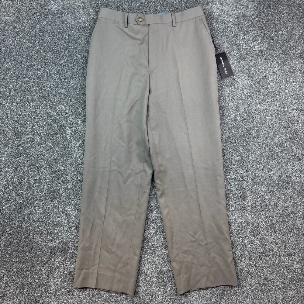 NWT Michael Kors Pants Women's 28 Brown High Rise Wool Blend Straight Leg Dress